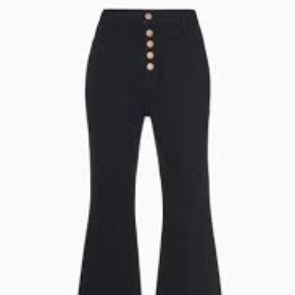 Ulla Johnson The Lou Noir Wash Denim Button Front Kick Flare Jeans Size 27